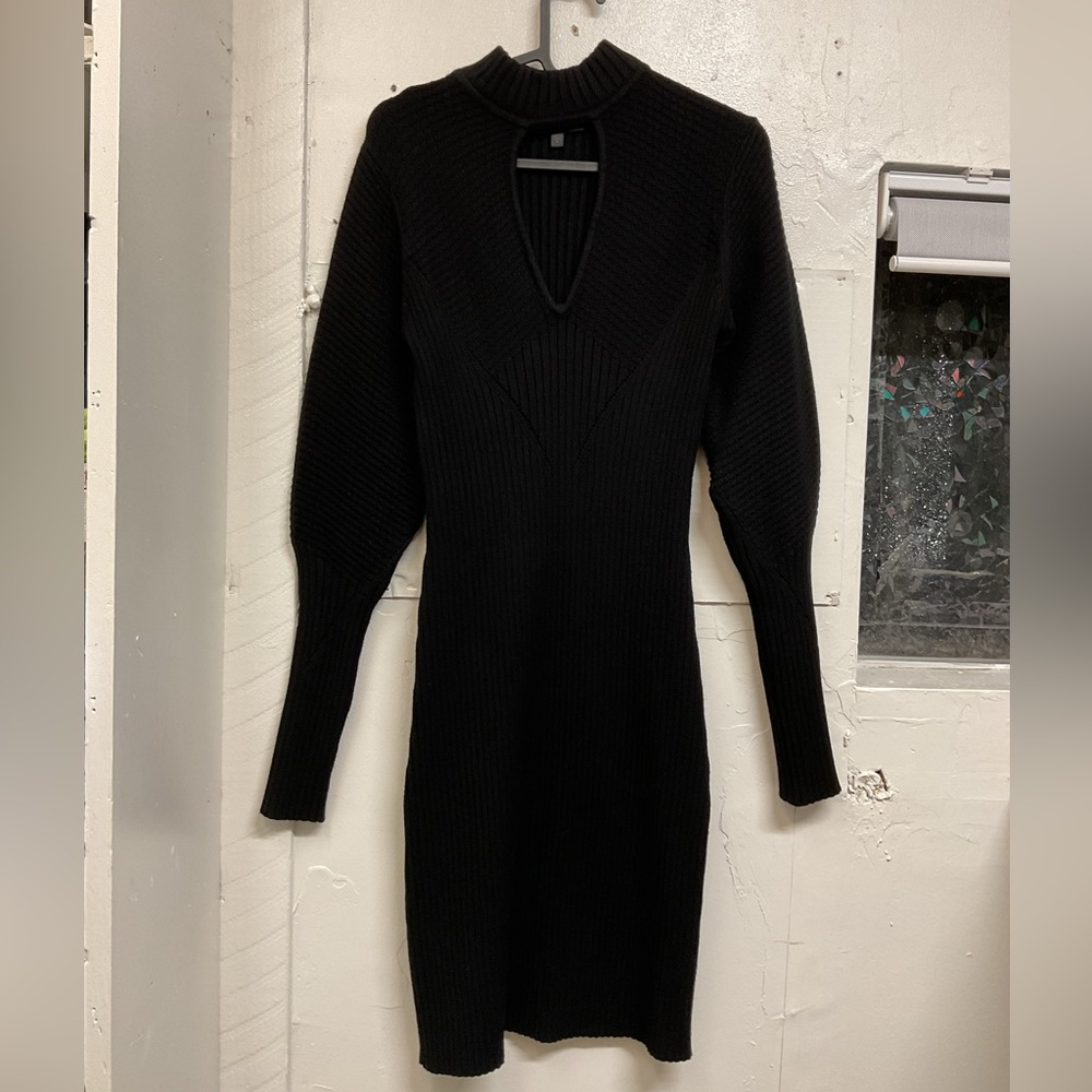 Guess Long Sleeve Knit Stretchy Bodycon Black Dress Size Small